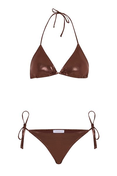 AQUELLA Σετ μπικίνι Lame Bitter Brown Triangle