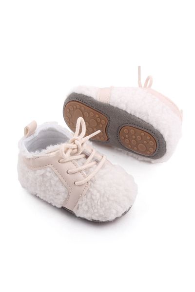Superbaby Baby shoes, ivory, with fluffy design and non-slip sole