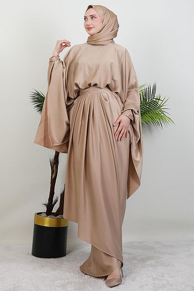 GİYZAMİLA Κρέμα βραδινού φορέματος Diva Satin