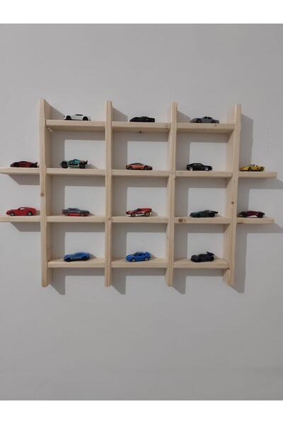 ÇınarWoods Doğal Ahşap Çoklu Dekoratif Raf Oyuncak Araba Rafı Koleksiyon Rafı...