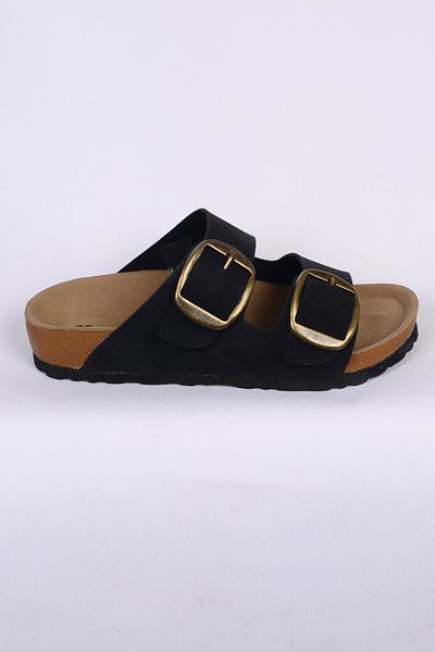 Pierre Cardin 7551 Анатомични удобни оригинални черни дамски чехли с двойна катарама