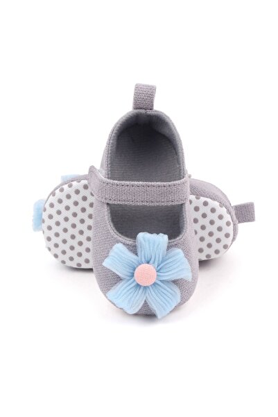 Bebelul Gray shoes decorated with blue flower