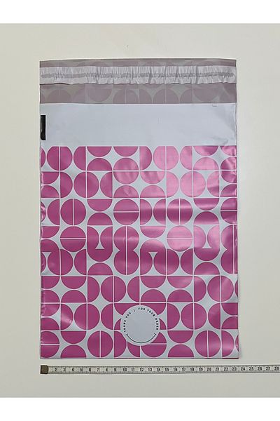 Öztürk Cargo and Gift Bag with a Patterned Band. 24 X 30+5 Cm. 50 Pieces. Color: Pink.