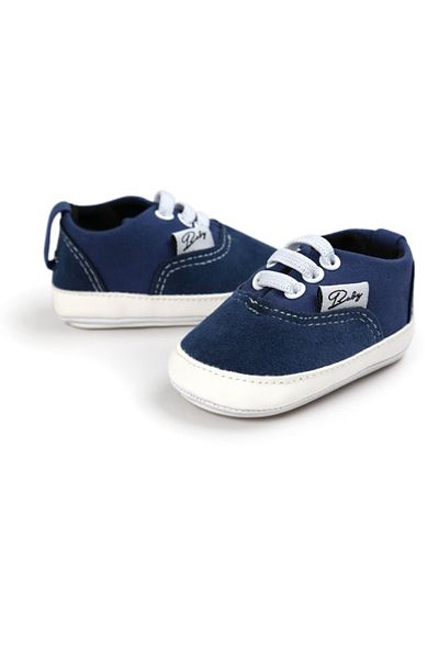Superbaby Pantofiori sport albastri pentru bebelusi, cu sireturi elastice si talpa flexibila