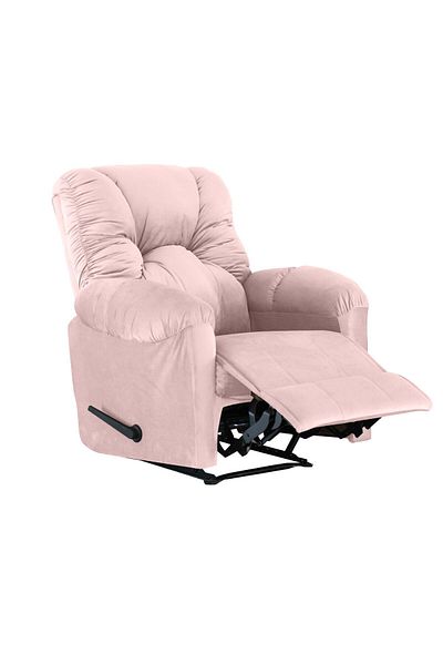 American Polo | Velvet Rocking Recliner Chair - Light Pink -92×78x103