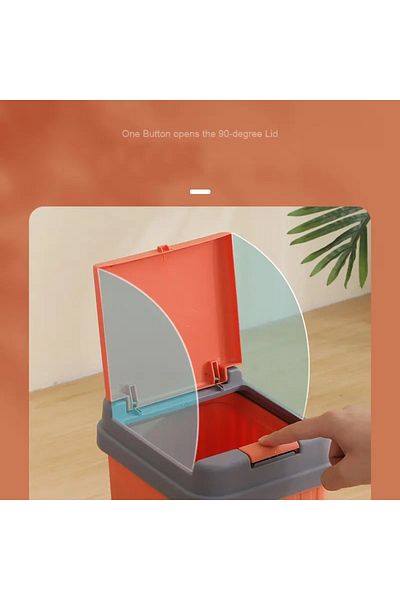 ABYZ Waste Bin With Lid, 10l, Square, Plastic, Orange Color ™