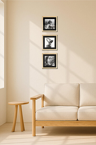 SILVERWOOD Doğal ahşap, Sök-tak, Paspartulu, 15 cm x 15 cm. Kare Fotoğraf Çer...