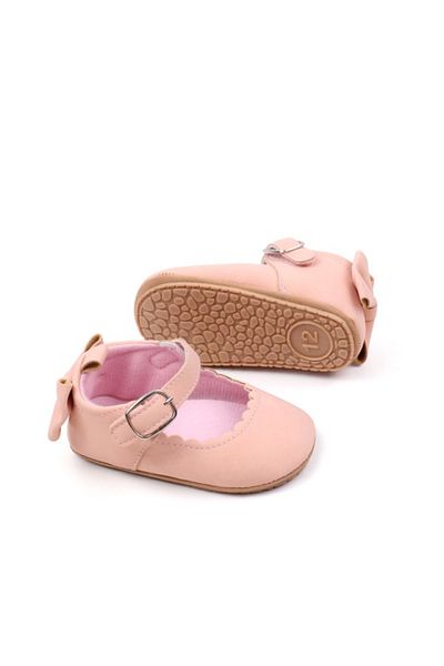 Superbaby Salmon pink shoes with bow at the back