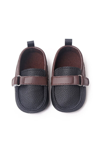 Superbaby Black moccasin shoes for boys for their first steps, Beldy model