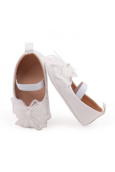 Superbaby Pantofiori albi cu fundita dantelata