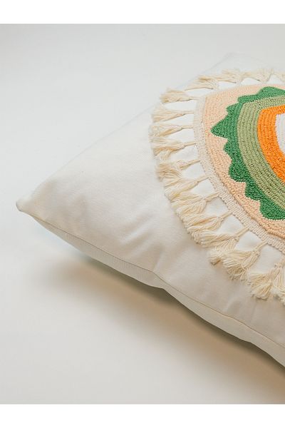Galia Tasarım Solar Vision - Tasseled Punch Throw Pillow Cover with Eye Figure