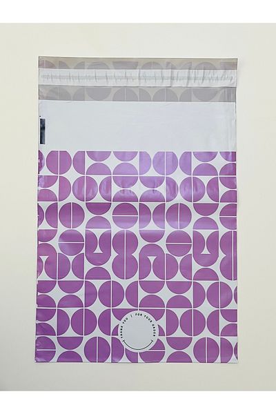 Öztürk Cargo and Gift Bag with a Patterned Band. 24 X 30+5 Cm. 50 Pieces. Color: Lilac