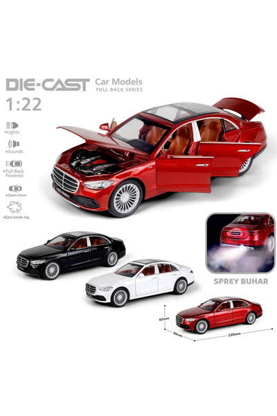 Oruç Oyuncak Mercedes S600 Metal Araba 23 Cm Sesli Işıklı Kapılar Bagaj Kaput Açılır Oyuncak Demir Araç
