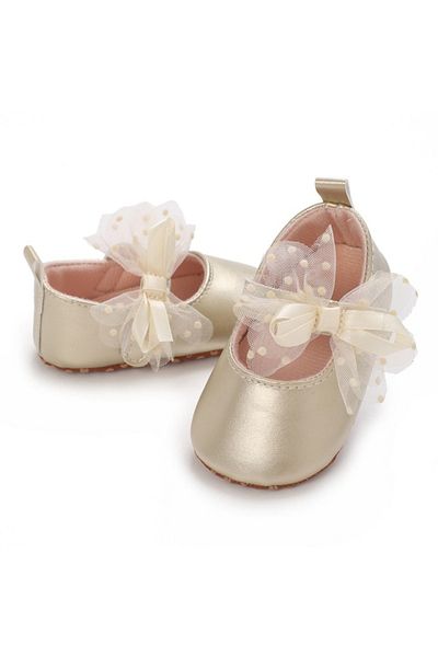 Superbaby Pantofiori eleganti aurii cu fundita din tul