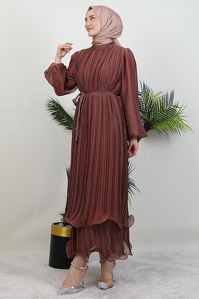 GİYZAMİLA Six Ruffled Janjan Dress Coral