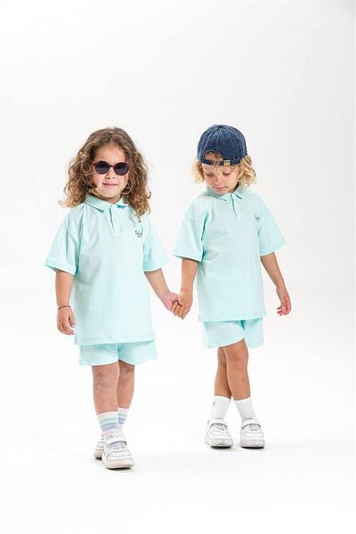 Motebarn Wear Boy's Polo Neck Back Printed Bottom-Top Suit Blue
