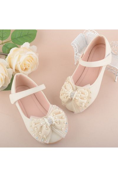 Superbaby Pantofiori ivoire cu fundita aplicata
