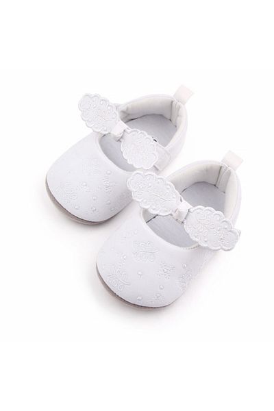 Superbaby Pantofiori albi cu fundita brodata pentru fetite
