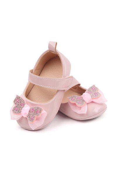 Superbaby Pink patent leather shoes with rhinestones and bow