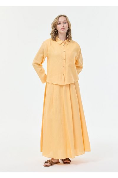 Armağan Flared Linen Skirt
