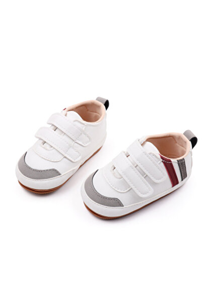 Superbaby Pantofiori albi cu gri si visiniu - Sun