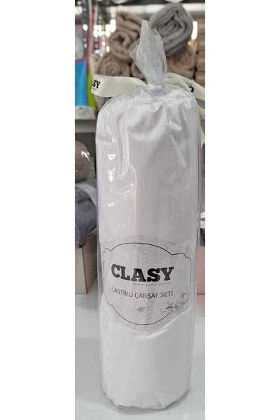 Clasy طقم شرشف مطاطي رانفورس مينيل أبيض 120*200 سم