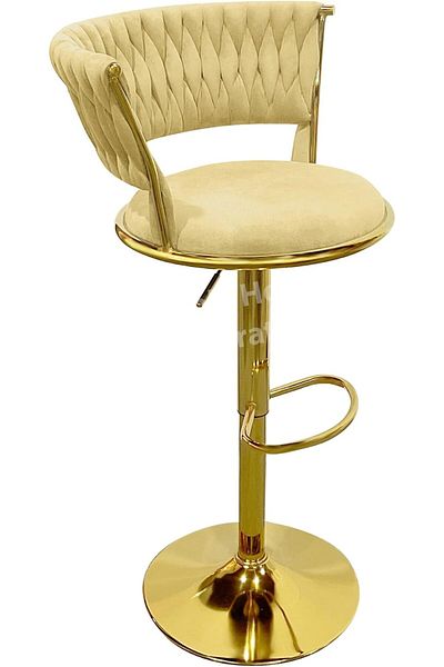 MAPLE HOME DECORATION Velvet Bar Stool Chair Metal Leg, Adjustable High Backrest 360° Upholstered S
