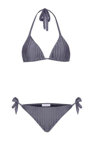 AQUELLA Zigzag Patterned Anthracite Tie-Up Bikini Set
