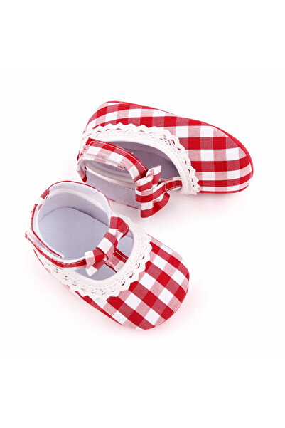 Bebelul White and red checkered shoes for girls