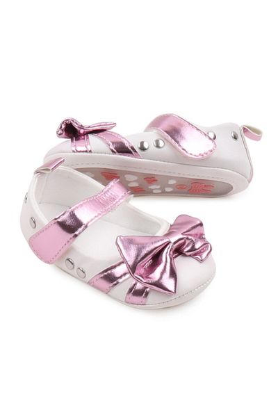 Superbaby White shoes with lilac pearlescent bow