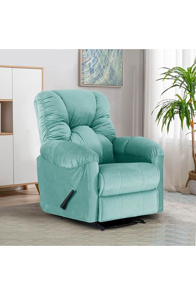 American Polo | Velvet Rocking Recliner Chair - Light Turquoise -92×78x103