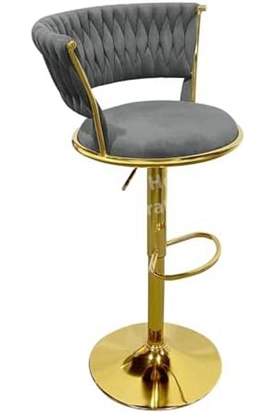 MAPLE HOME DECORATION Power Velvet Bar Stool Chair Metal Leg, Adjustable High Backrest 360° Upholstered Fabric