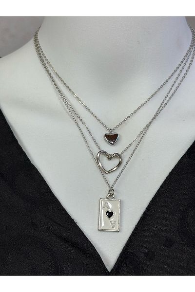 Uno Di Famiglia 3' Steel Heart Charm Necklace , Heart Steel Necklace