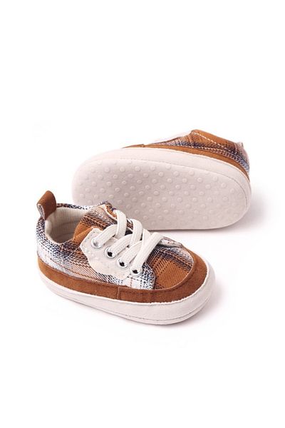 Superbaby Brown checked shoes for babies