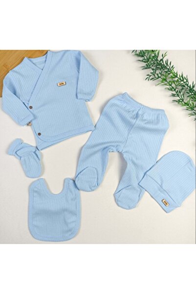 BYS TİCARET %100 Pamuklu Organik 5 Parça Erkek -Kız Bebek Hastane Çıkış Seti /Dört Mevsim Kullanıma Sahiptir