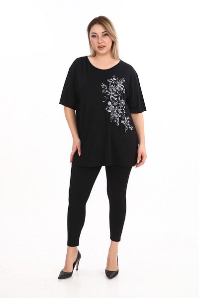 lovedrobe Women's Large Size Tunic Blouse Tunic 723-Black - 54