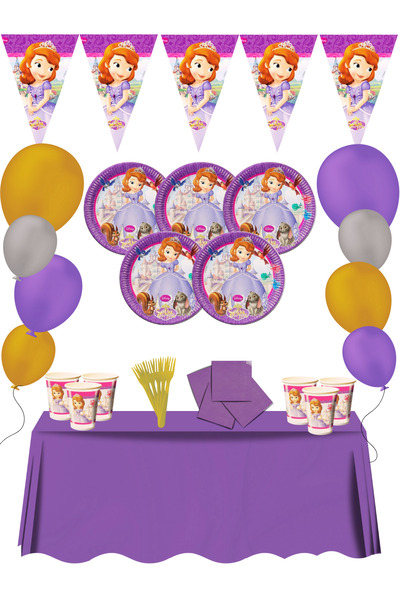 snowparty Set de ornamente pentru petrecerea de aniversare prințesă Sofia Sofia pentru 8 persoane