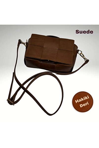 Suede Hakiki Deri Kadın El ve Omuz Çantası