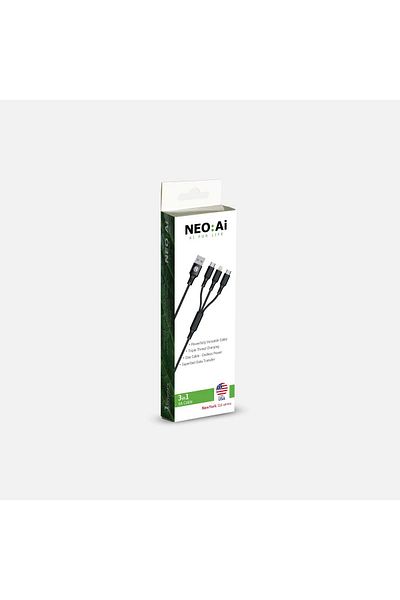 NEO:Ai 3in1 6A Fast Charging Cable | NewYork 3L6 Series | Superfast Data Transfer - 1 Cable for All Devices