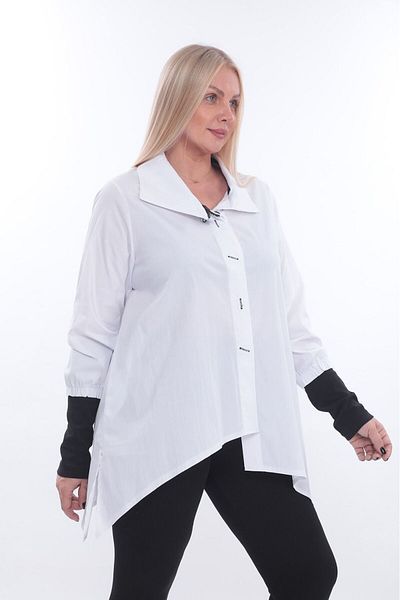 lovedrobe Women's Large Size White Tunic Shirt Blouse 23544-White - 48