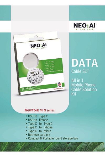 NEO:Ai All-in-1 Mobile Data Cable Set| MFN Series| Compact Universal USB Charging Kit