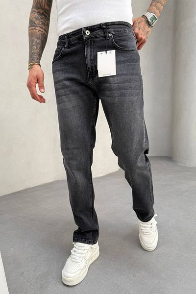 MADZEYMODA Ανδρικό τζιν παντελόνι καπνιστό τζιν Lycra Regular Fit KE-666