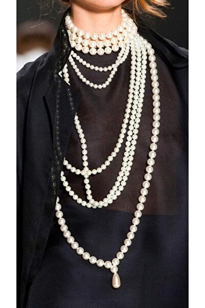 Jerberaa takı 3lü büyük 5li ince inci kolye set