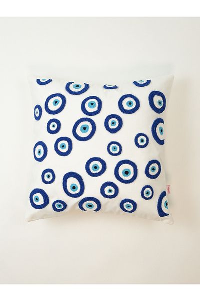 Galia Tasarım Evil Eye - Husă de pernă Evil Eye Beads Punch - Albastru