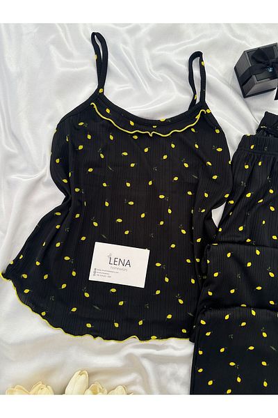 Lena Homewears Set de pijamale cu bretele cu model pentru femei