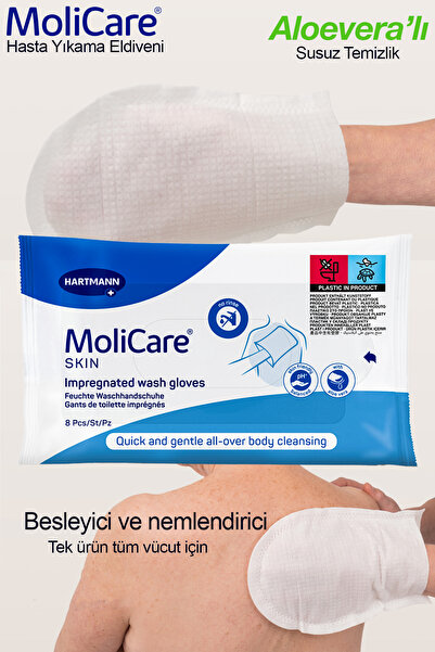 Hartmann Molicare, Hasta Yıkama Eldiveni, Perine Bölgesi Ve Tüm Vücut Yıkama, 8li 1 Paket, Aloevera'lı