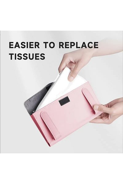 ABYZ Suport elegant pentru șervețele de parasolar auto, piele ecologică, dimensiuni 23x12.5x2.5cm, culoare roz ABYZ™