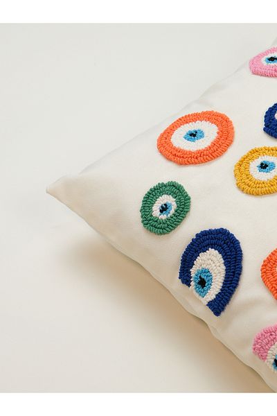 Galia Tasarım Evıl Eye - Evil Eye Beads Rectangular Punch Throw Pillow Cover - Colorful Rectangle