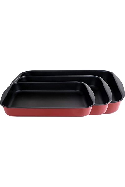 ALSAIF 3 Pieces Non Stick Rectangular Baking Pan Set, 37,41,45 Cm