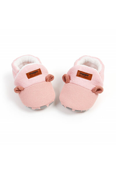 Superbaby Pink booties for little girls for their first steps, fur-lined, wit...
